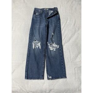 Levis Jeans Womens 26 Blue Ribcage Straight Ankle Button Fly Medium Wash Denim